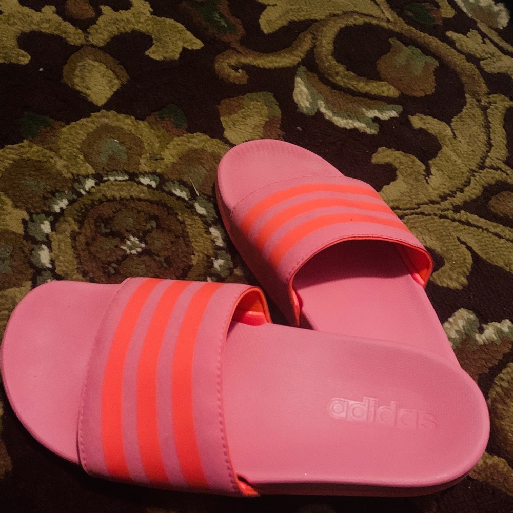 Adidas slides pink and orange size 7